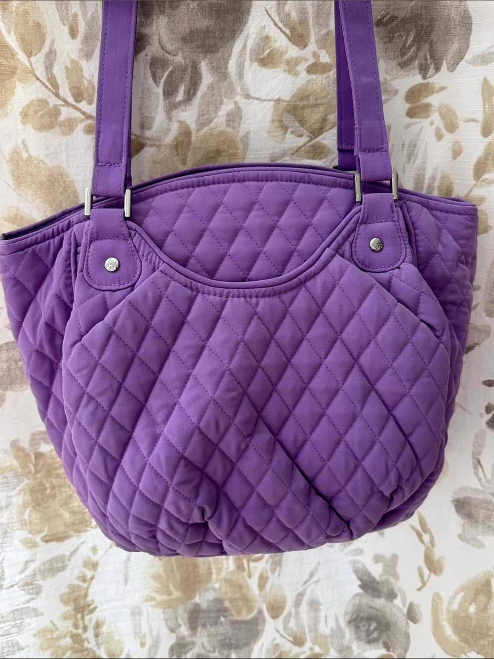 Vera Bradley Quilted Purple Shoulder Tote - Picture 2 of 5